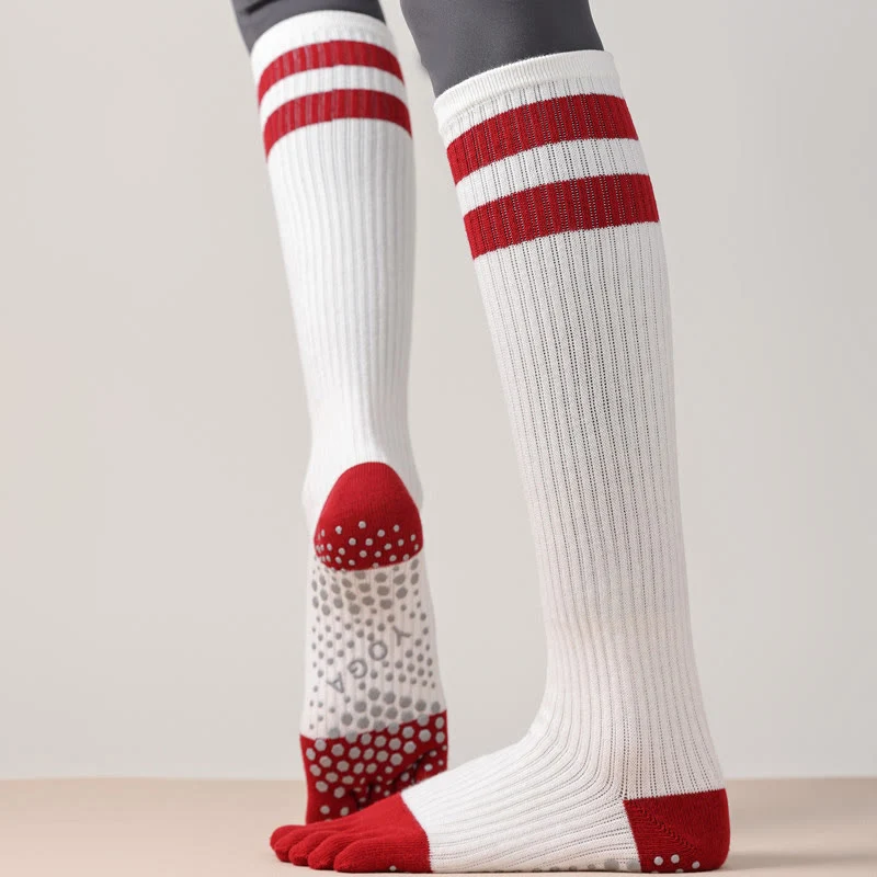 Olivenorma Fünf-Zehen-Socken, atmungsaktiv, mit Zehentrennung, rutschfestem Grip, Pilates- und Barre-Fitness-Socken für Damen mit Baumwollkomfort, Yoga-Socken