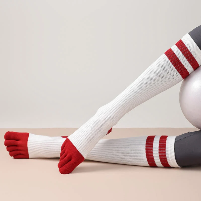 Olivenorma Fünf-Zehen-Socken, atmungsaktiv, mit Zehentrennung, rutschfestem Grip, Pilates- und Barre-Fitness-Socken für Damen mit Baumwollkomfort, Yoga-Socken