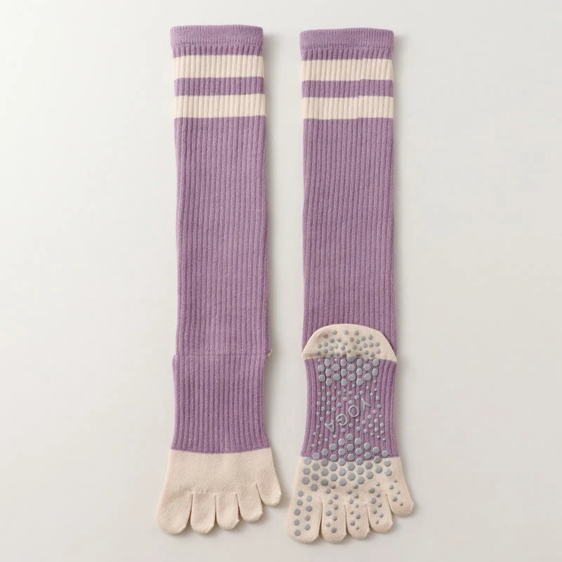 Olivenorma Fünf-Zehen-Socken, atmungsaktiv, mit Zehentrennung, rutschfestem Grip, Pilates- und Barre-Fitness-Socken für Damen mit Baumwollkomfort, Yoga-Socken