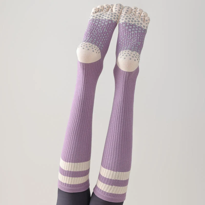 Olivenorma Fünf-Zehen-Socken, atmungsaktiv, mit Zehentrennung, rutschfestem Grip, Pilates- und Barre-Fitness-Socken für Damen mit Baumwollkomfort, Yoga-Socken
