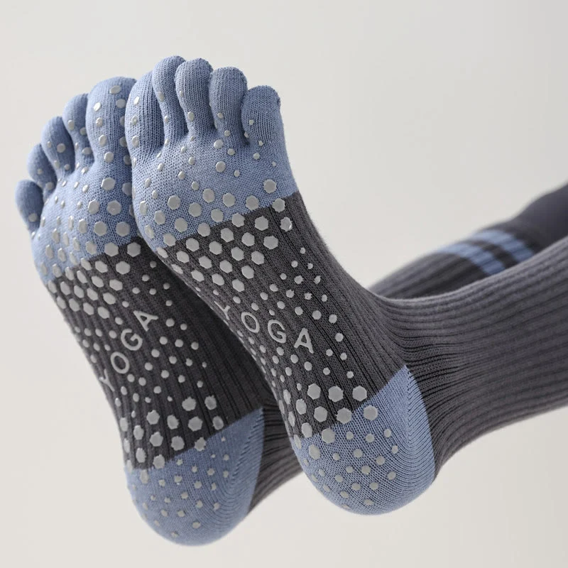 Olivenorma Fünf-Zehen-Socken, atmungsaktiv, mit Zehentrennung, rutschfestem Grip, Pilates- und Barre-Fitness-Socken für Damen mit Baumwollkomfort, Yoga-Socken