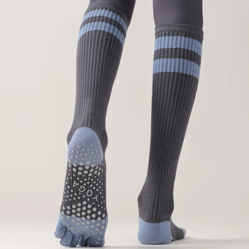 Olivenorma Fünf-Zehen-Socken, atmungsaktiv, mit Zehentrennung, rutschfestem Grip, Pilates- und Barre-Fitness-Socken für Damen mit Baumwollkomfort, Yoga-Socken