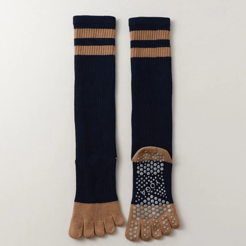 Olivenorma Fünf-Zehen-Socken, atmungsaktiv, mit Zehentrennung, rutschfestem Grip, Pilates- und Barre-Fitness-Socken für Damen mit Baumwollkomfort, Yoga-Socken