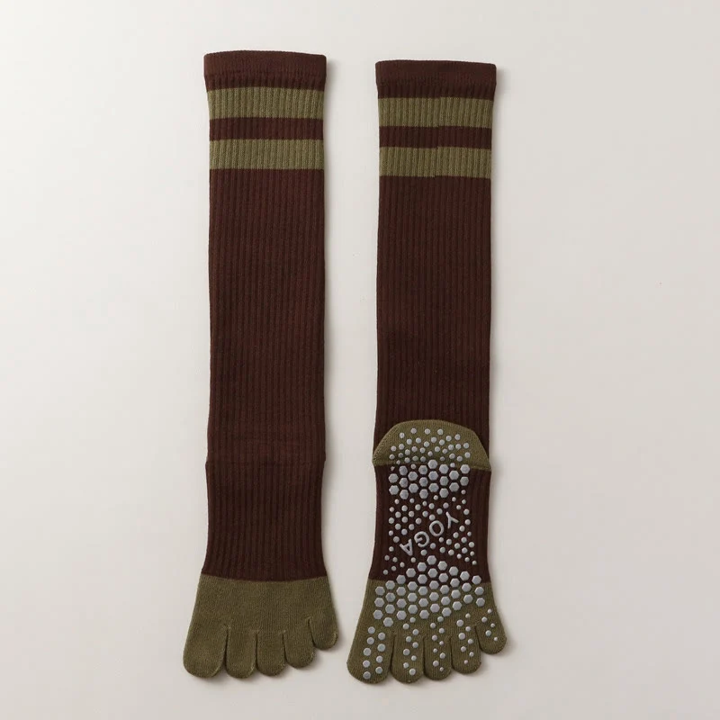 Olivenorma Fünf-Zehen-Socken, atmungsaktiv, mit Zehentrennung, rutschfestem Grip, Pilates- und Barre-Fitness-Socken für Damen mit Baumwollkomfort, Yoga-Socken