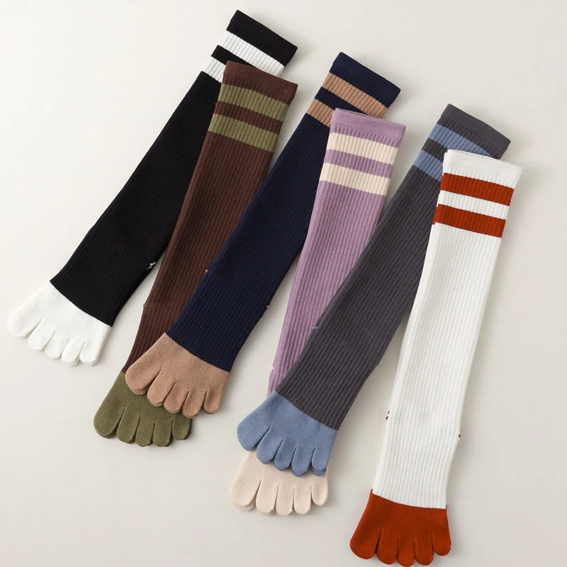Olivenorma Fünf-Zehen-Socken, atmungsaktiv, mit Zehentrennung, rutschfestem Grip, Pilates- und Barre-Fitness-Socken für Damen mit Baumwollkomfort, Yoga-Socken