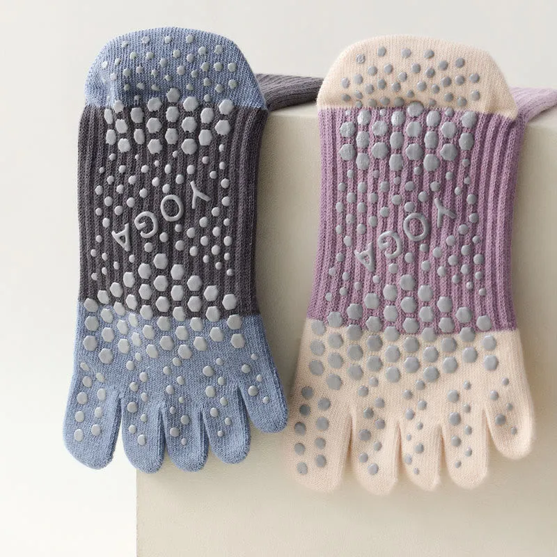 Olivenorma Fünf-Zehen-Socken, atmungsaktiv, mit Zehentrennung, rutschfestem Grip, Pilates- und Barre-Fitness-Socken für Damen mit Baumwollkomfort, Yoga-Socken
