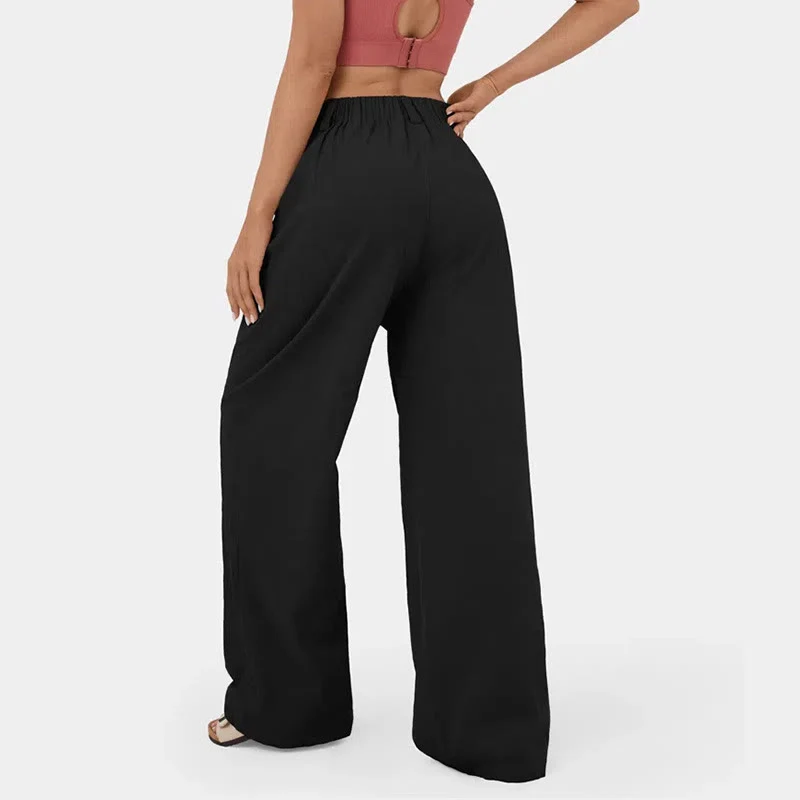 Olivenorma Damen-Freizeithose mit hohem Bund, lockerem Schnitt und weitem Bein