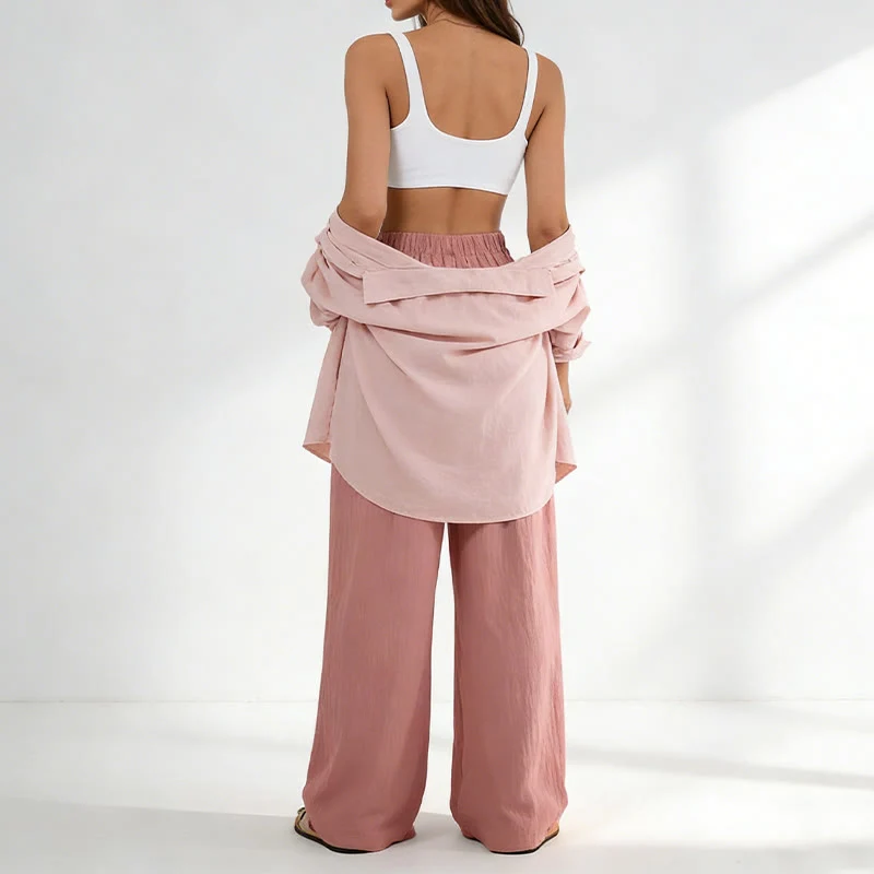 Olivenorma Damen-Freizeithose mit hohem Bund, lockerem Schnitt und weitem Bein
