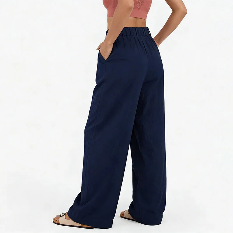 Olivenorma Damen-Freizeithose mit hohem Bund, lockerem Schnitt und weitem Bein