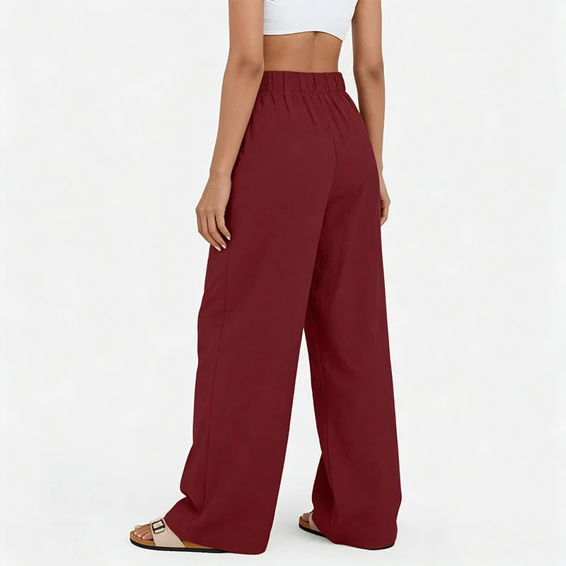 Olivenorma Damen-Freizeithose mit hohem Bund, lockerem Schnitt und weitem Bein