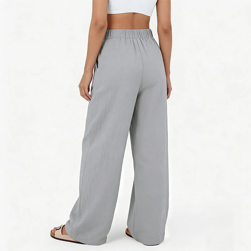 Olivenorma Damen-Freizeithose mit hohem Bund, lockerem Schnitt und weitem Bein
