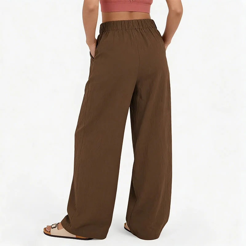 Olivenorma Damen-Freizeithose mit hohem Bund, lockerem Schnitt und weitem Bein