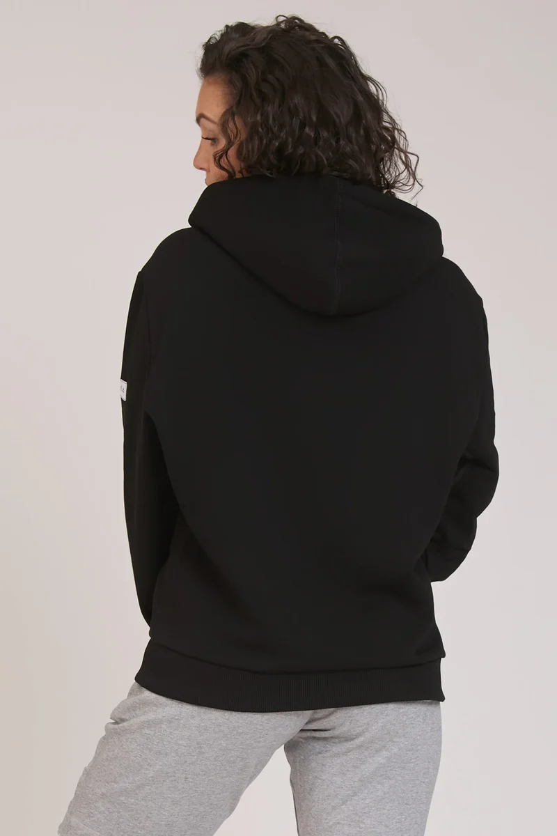 Felpa Donna Ikonic FGM04 Zip con Cappuccio Nero
