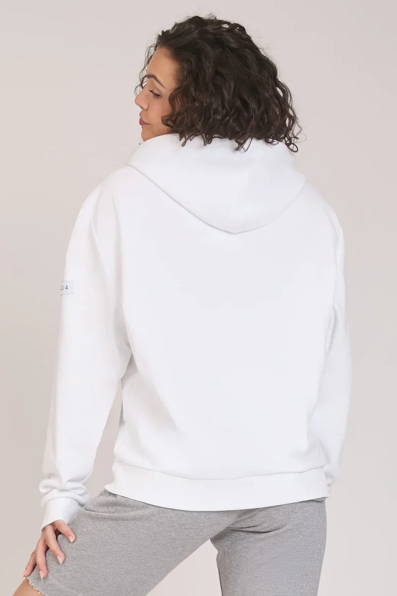 Felpa Donna Ikonic FGM04 Zip con Cappuccio Bianco
