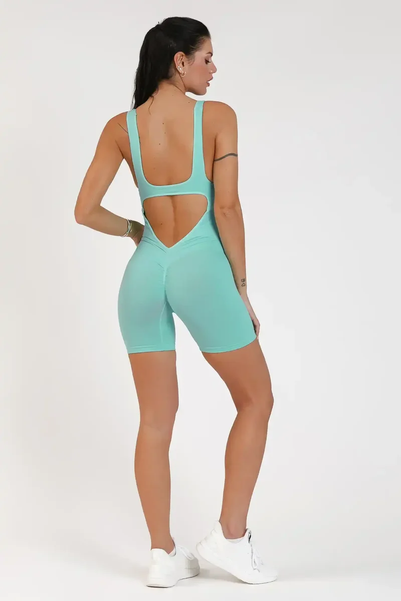 Jumpsuit Push Up Corta Clio Spalla Larga Verde Ice Green