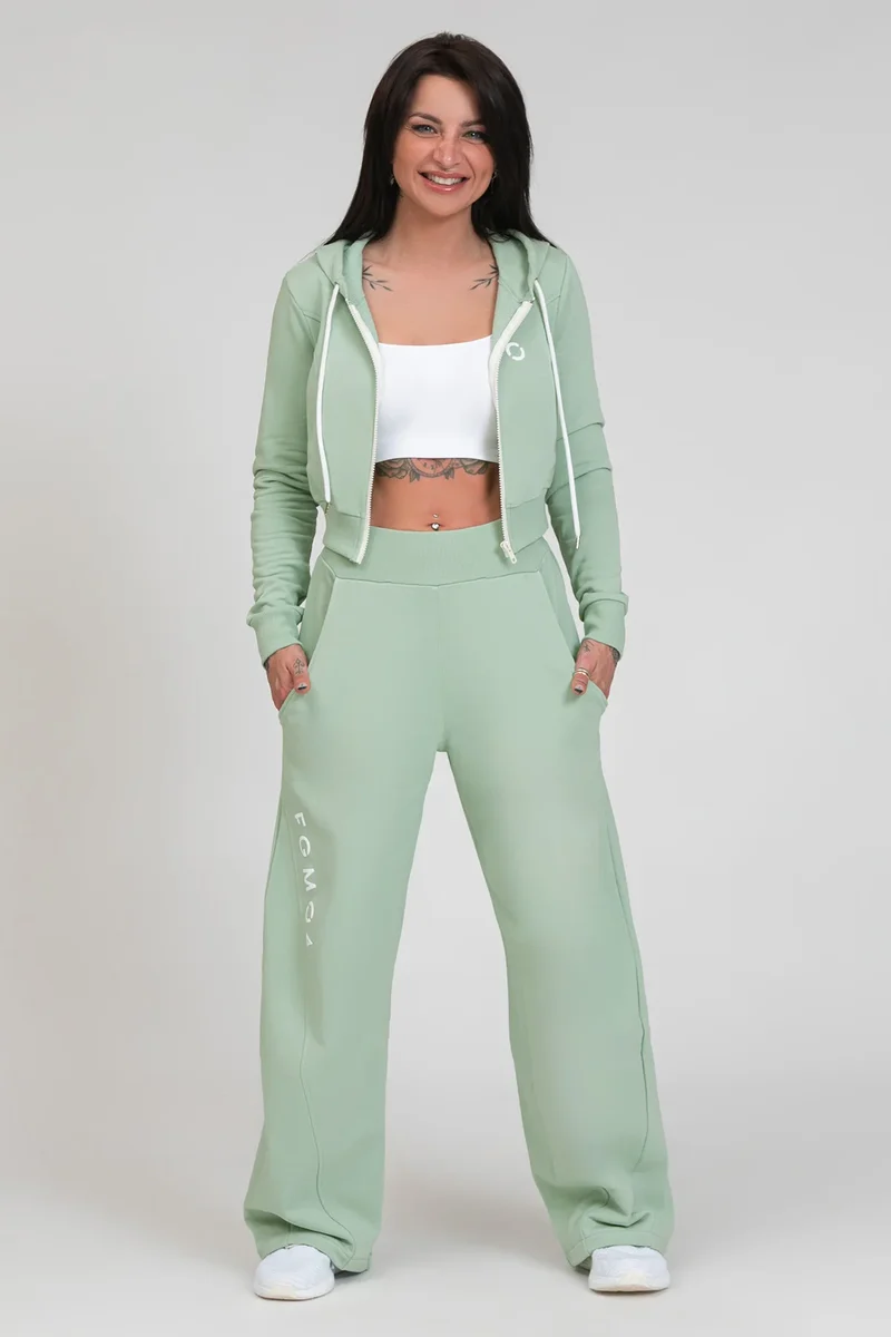 Felpa Crop Con Cappuccio Ikonic Verde Menta