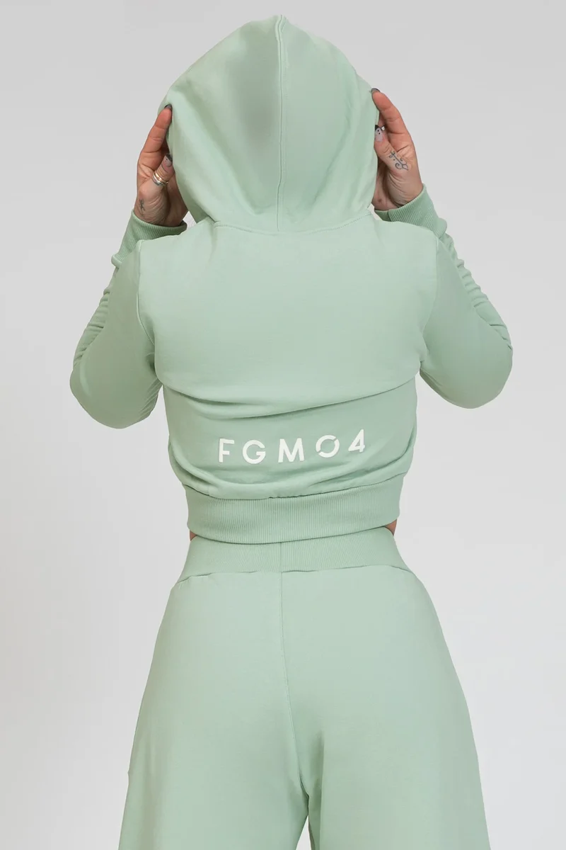 Felpa Crop Con Cappuccio Ikonic Verde Menta