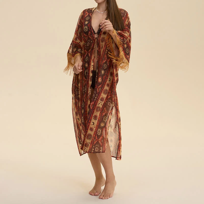 Olivenorma Sommer-Chiffon-Strandüberwurf, locker geschnitten, leichter Damen-Cardigan