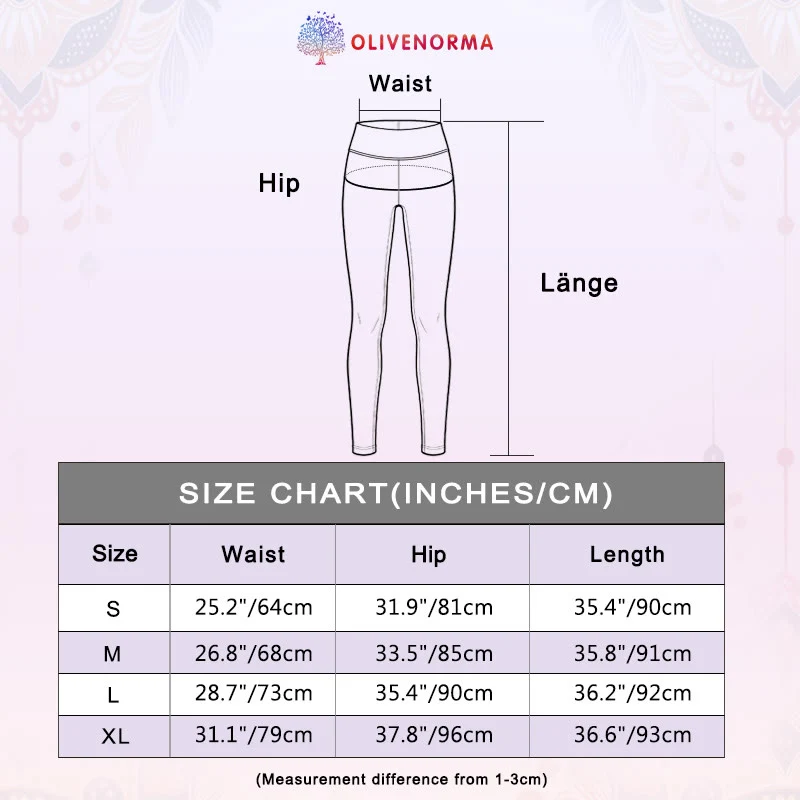 Olivenorma Yogahose mit hohem Bund und Sonnen- & Mondmuster