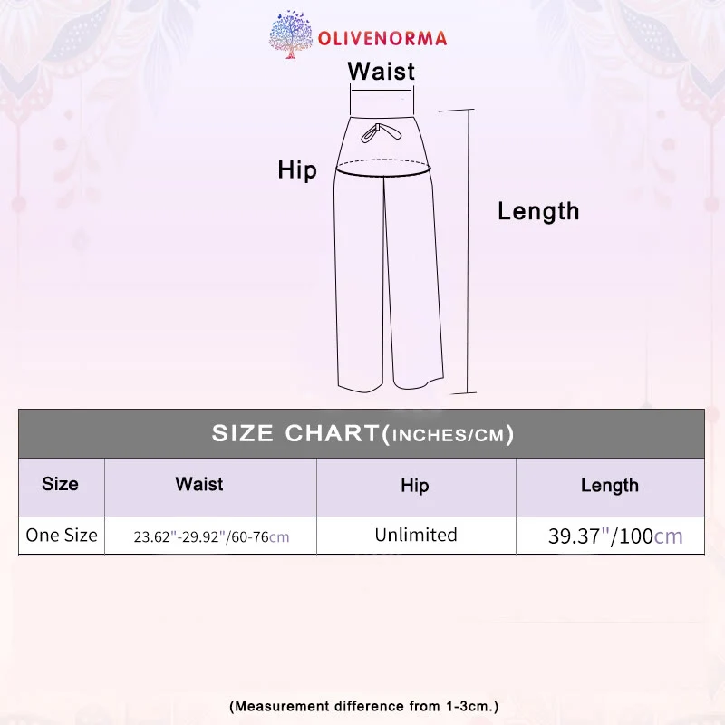 Olivenorma Damen-Hose im Boho-Stil mit Schmetterlingsmuster und weitem Bein
