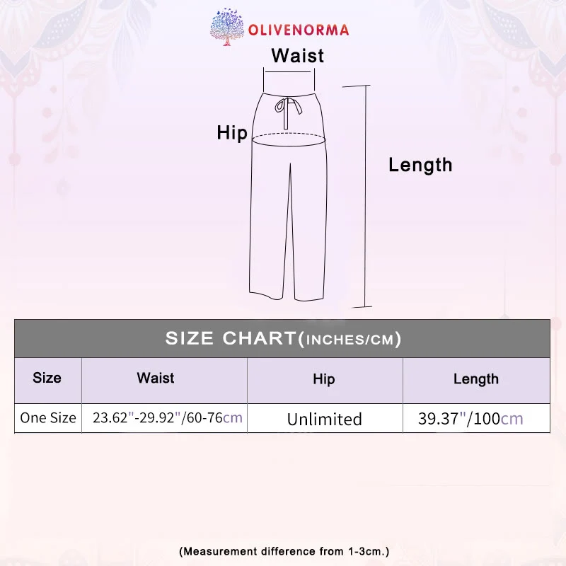 Olivenorma Damen-Hose im Boho-Stil mit Schmetterlingsmuster und weitem Bein