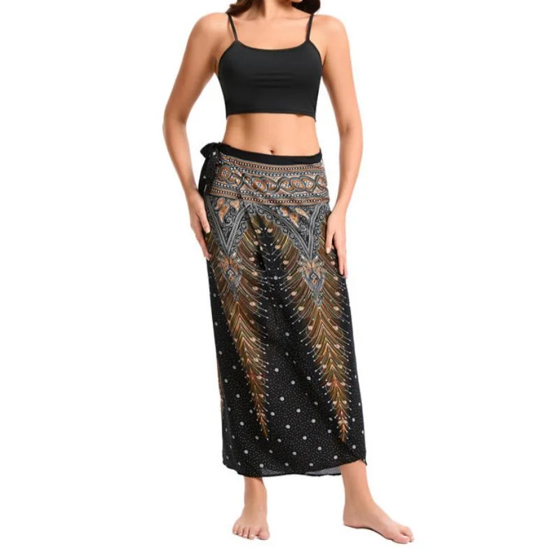 Olivenorma Damen-Einteiler mit weitem Bein und Wickelkleid