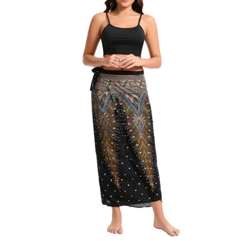 Olivenorma Damen-Einteiler mit weitem Bein und Wickelkleid