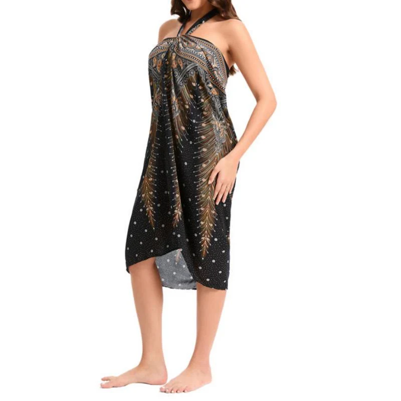 Olivenorma Damen-Einteiler mit weitem Bein und Wickelkleid