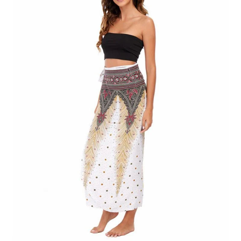 Olivenorma Damen-Einteiler mit weitem Bein und Wickelkleid