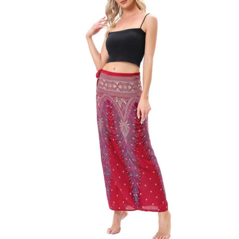 Olivenorma Damen-Einteiler mit weitem Bein und Wickelkleid