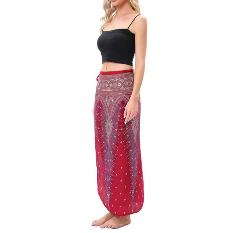 Olivenorma Damen-Einteiler mit weitem Bein und Wickelkleid