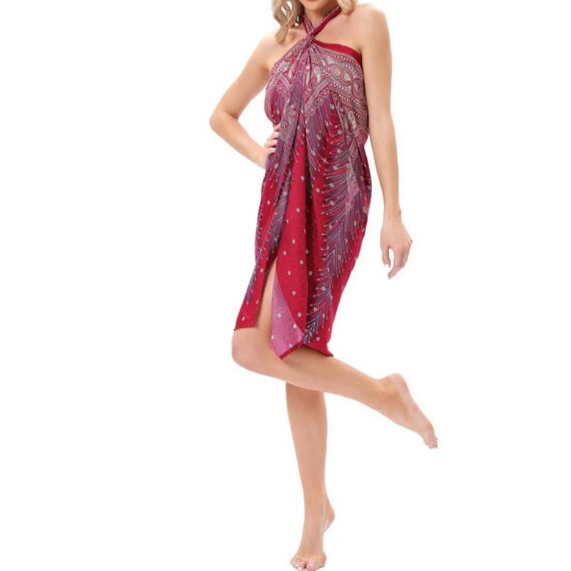 Olivenorma Damen-Einteiler mit weitem Bein und Wickelkleid