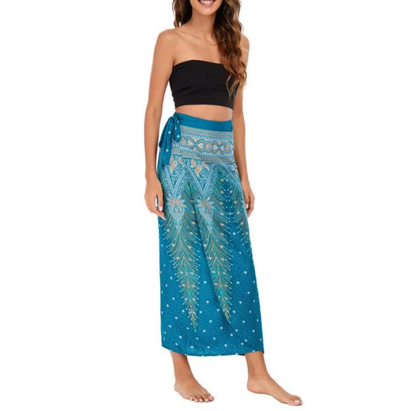 Olivenorma Damen-Einteiler mit weitem Bein und Wickelkleid