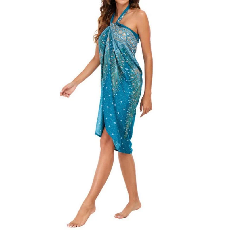Olivenorma Damen-Einteiler mit weitem Bein und Wickelkleid