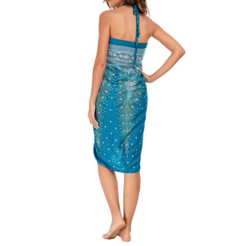 Olivenorma Damen-Einteiler mit weitem Bein und Wickelkleid