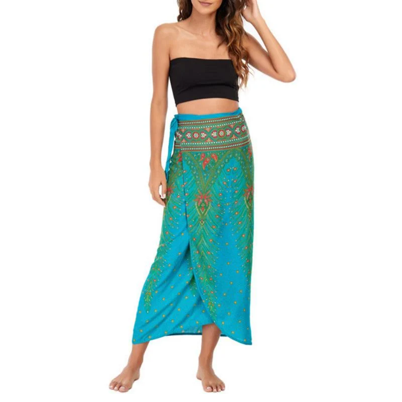Olivenorma Damen-Einteiler mit weitem Bein und Wickelkleid