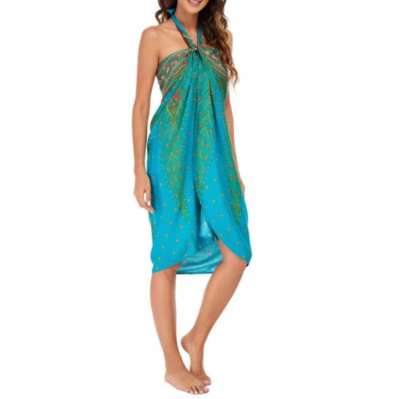 Olivenorma Damen-Einteiler mit weitem Bein und Wickelkleid