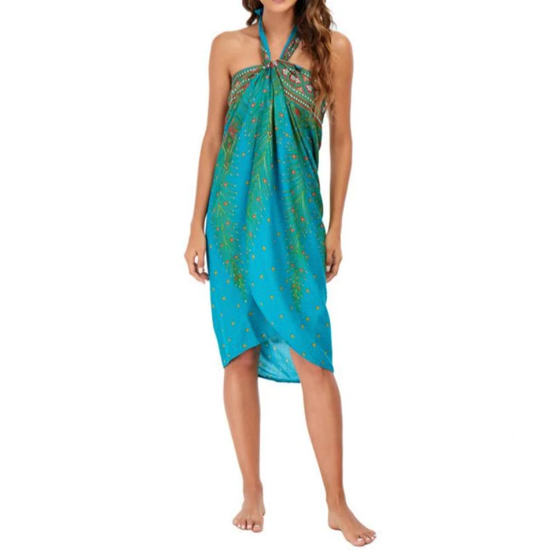 Olivenorma Damen-Einteiler mit weitem Bein und Wickelkleid