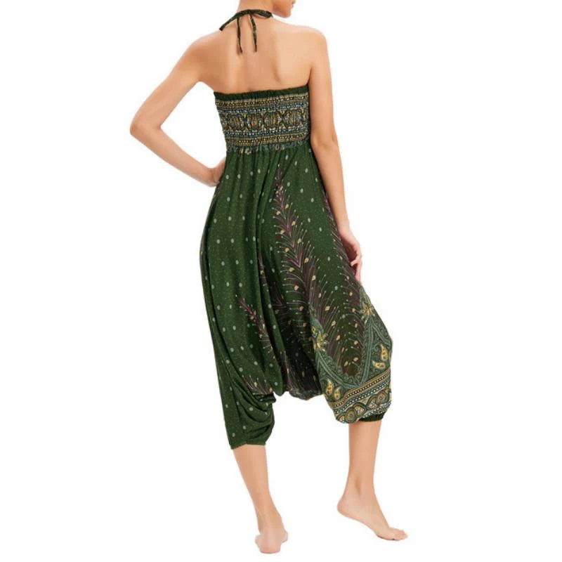 Olivenorma Damen-Yogahose im Boho-Stil mit weitem Bein