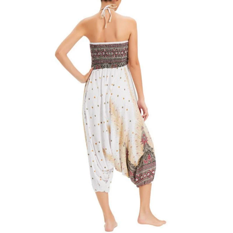 Olivenorma Damen-Yogahose im Boho-Stil mit weitem Bein
