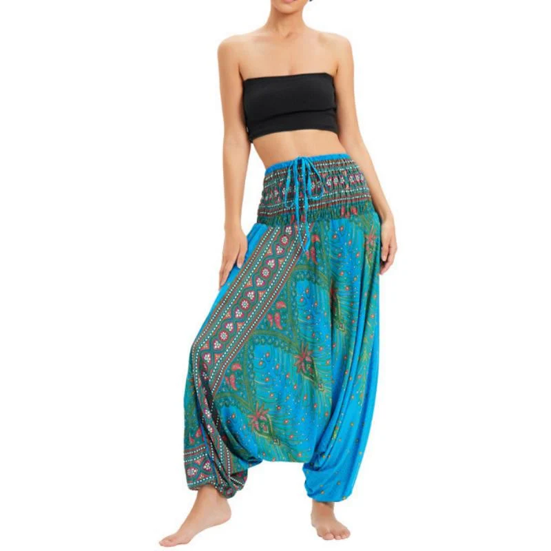 Olivenorma Damen-Yogahose im Boho-Stil mit weitem Bein