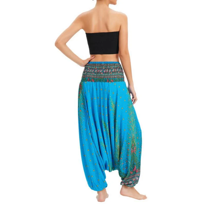 Olivenorma Damen-Yogahose im Boho-Stil mit weitem Bein