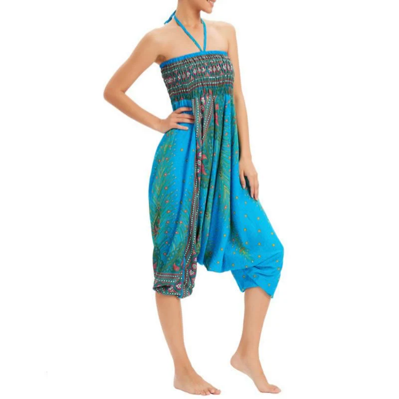 Olivenorma Damen-Yogahose im Boho-Stil mit weitem Bein