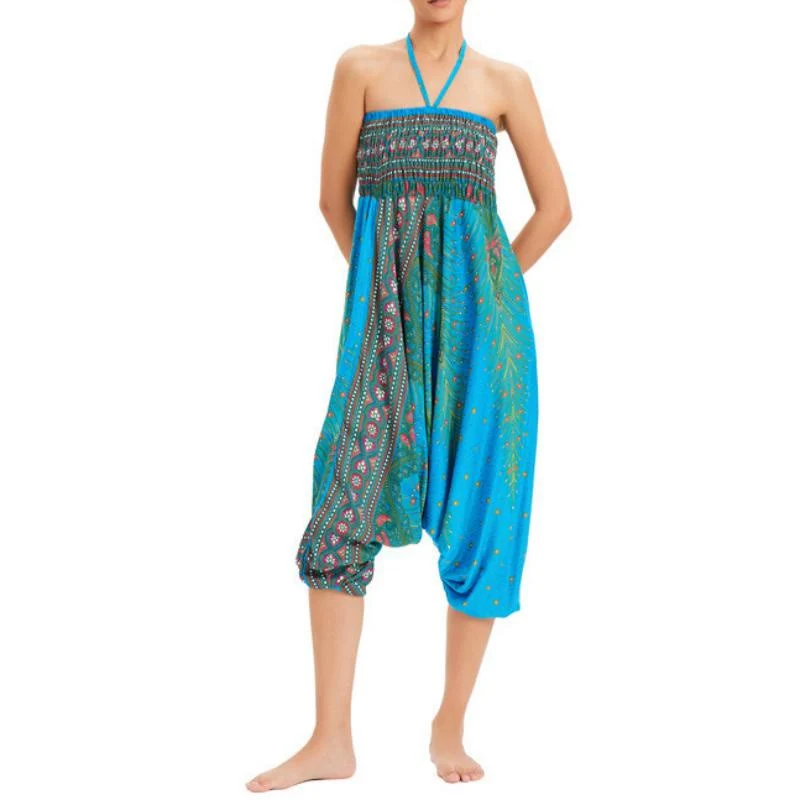 Olivenorma Damen-Yogahose im Boho-Stil mit weitem Bein