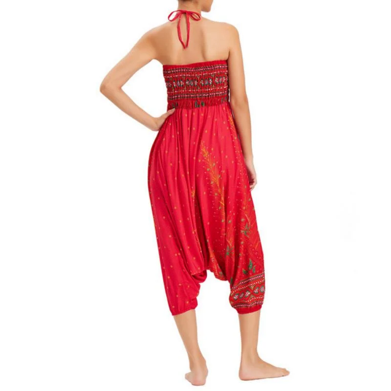 Olivenorma Damen-Yogahose im Boho-Stil mit weitem Bein