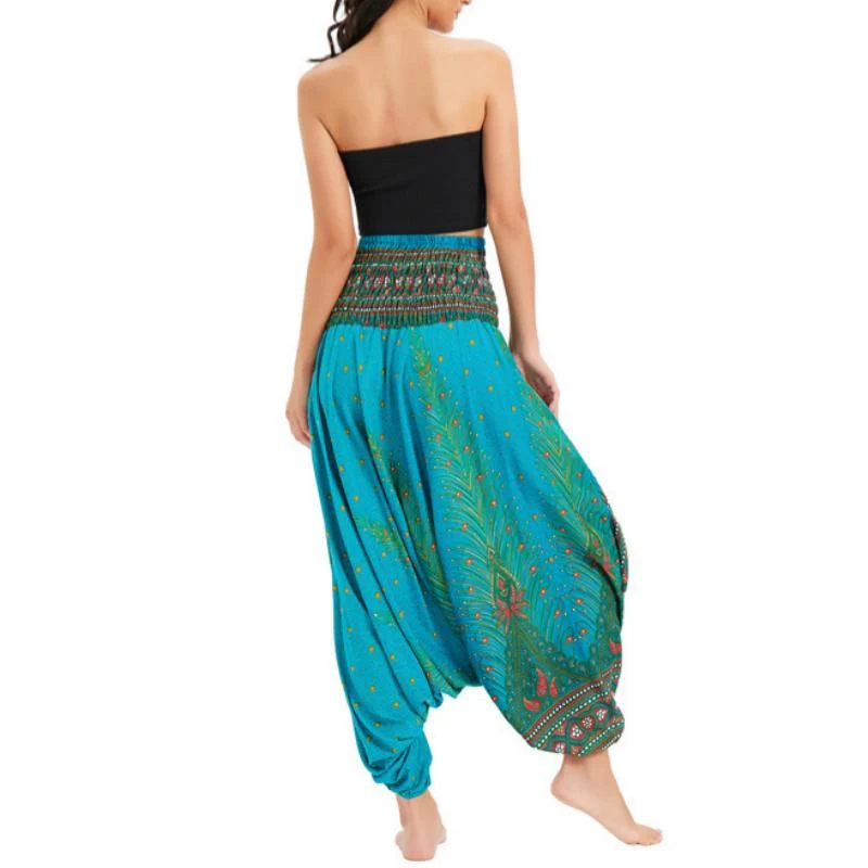 Olivenorma Damen-Yogahose im Boho-Stil mit weitem Bein
