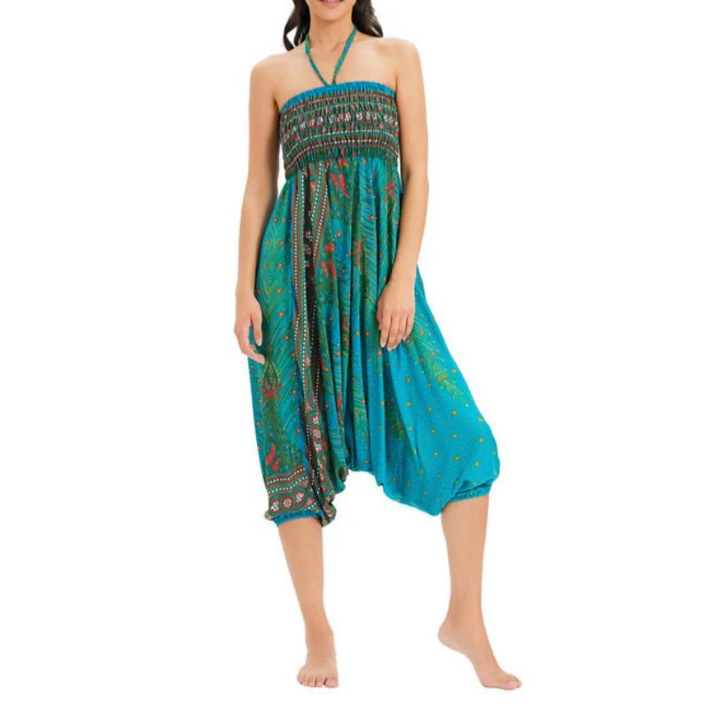 Olivenorma Damen-Yogahose im Boho-Stil mit weitem Bein