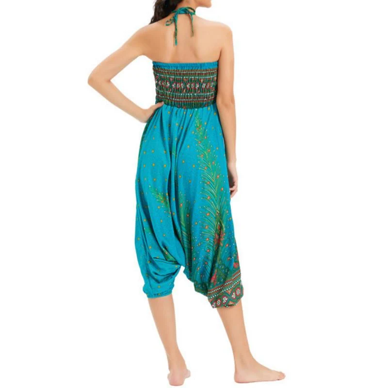 Olivenorma Damen-Yogahose im Boho-Stil mit weitem Bein