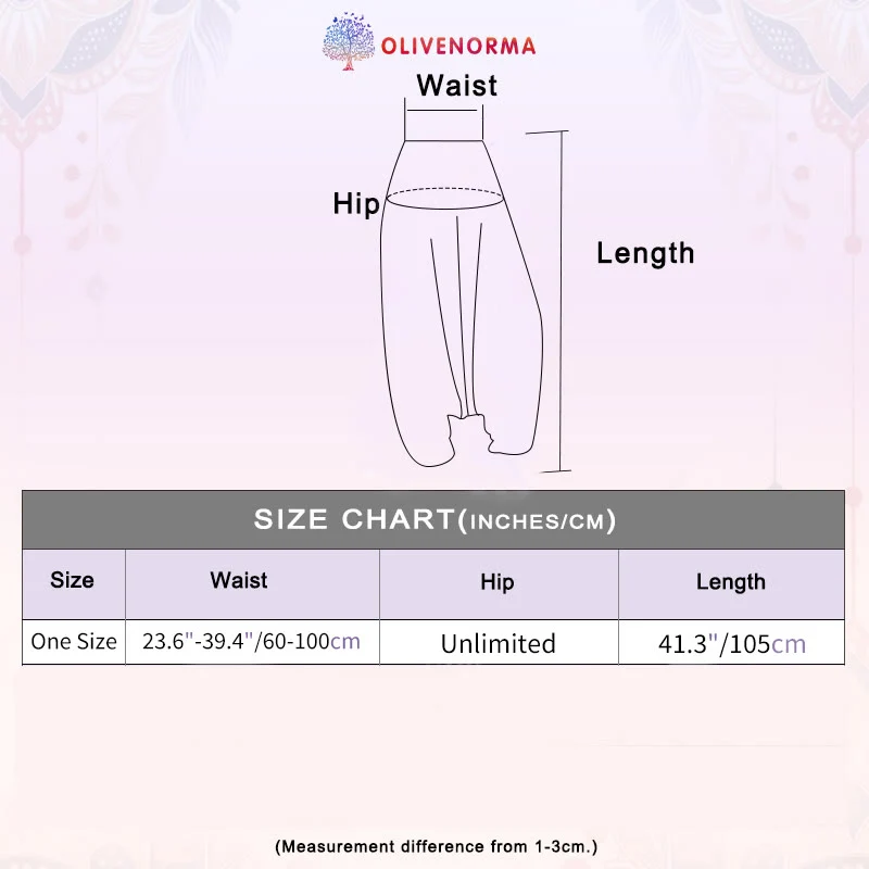 Olivenorma Damen-Yogahose im Boho-Stil mit weitem Bein