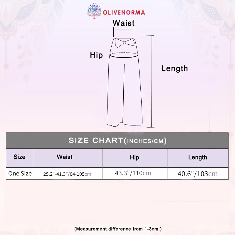Olivenorma Damen-Hose im Bohemian-Stil, locker geschnitten, weites Bein